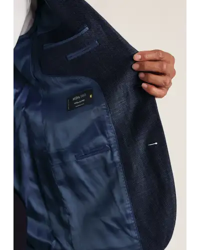 Jackets Brook Taverner Tailored Fit Bentley Navy Check Italian Linen Blend Jacket-BT-5497AT £224.00