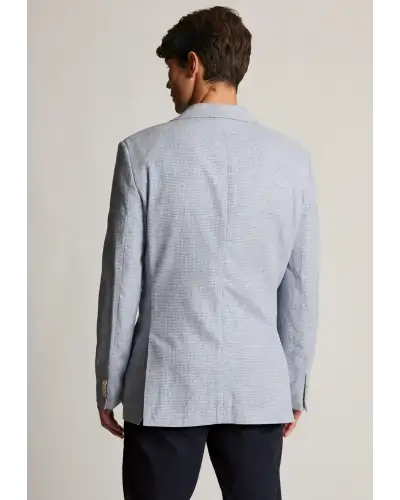 Jackets Brook Taverner Tailored Fit Winstow Blue Textured Linen Blend Jacket £116.00