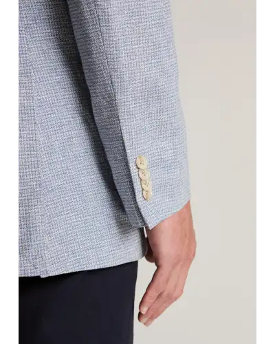 Jackets Brook Taverner Tailored Fit Winstow Blue Textured Linen Blend Jacket-BT-5489AT £116.00