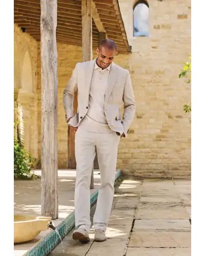 Jackets Brook Taverner Tailored Fit Skipton Stone Check Cotton Linen Stretch Jacket £134.00