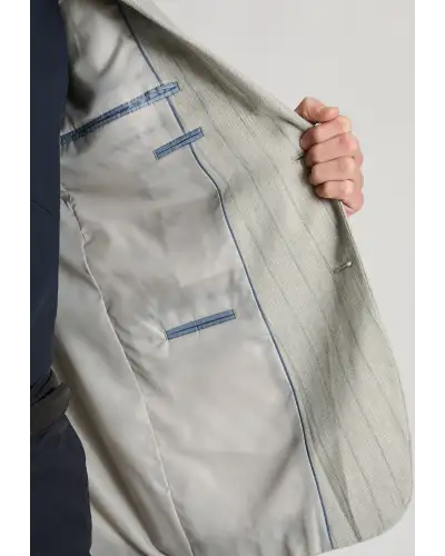 Jackets Brook Taverner Regular Fit Embsay Oatmeal Wide Butchers Stripe Cotton Linen Jacket £116.00