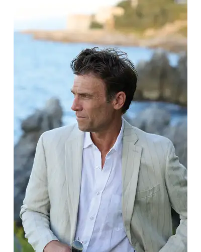 Jackets Brook Taverner Regular Fit Embsay Oatmeal Wide Butchers Stripe Cotton Linen Jacket-BT-5486AR £116.00