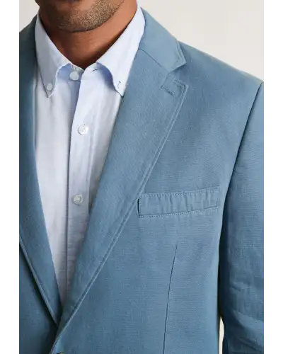 Jackets Brook Taverner Regular Fit Hemsworth Blue Washed Cotton Linen Jacket £116.00