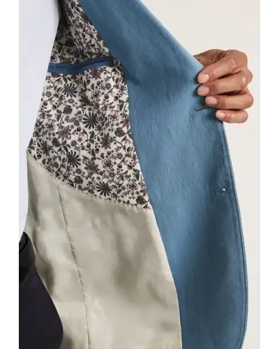 Jackets Brook Taverner Regular Fit Hemsworth Blue Washed Cotton Linen Jacket-BT-5451E £116.00