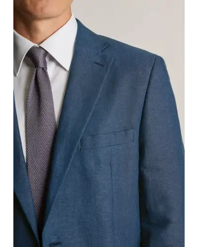 Jackets Brook Taverner Tailored Fit Brando Blue Herringbone Linen Blend Jacket £116.00