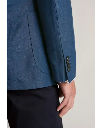 Jackets Brook Taverner Tailored Fit Brando Blue Herringbone Linen Blend Jacket £116.00