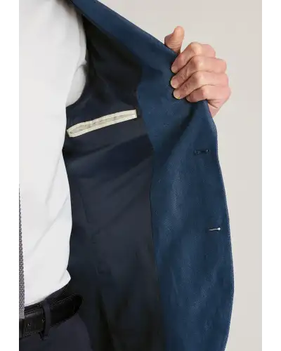 Jackets Brook Taverner Tailored Fit Brando Blue Herringbone Linen Blend Jacket £116.00