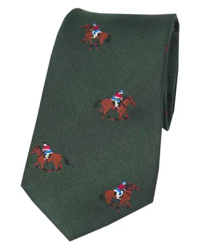 Silk Ties Soprano Ties Soprano Jockeys And Horses On Racing Green Ground Silk Tie £24.00