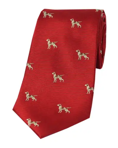 Silk Ties Soprano Ties Soprano Fox Hounds On Red Ground Country Silk Tie £27.00