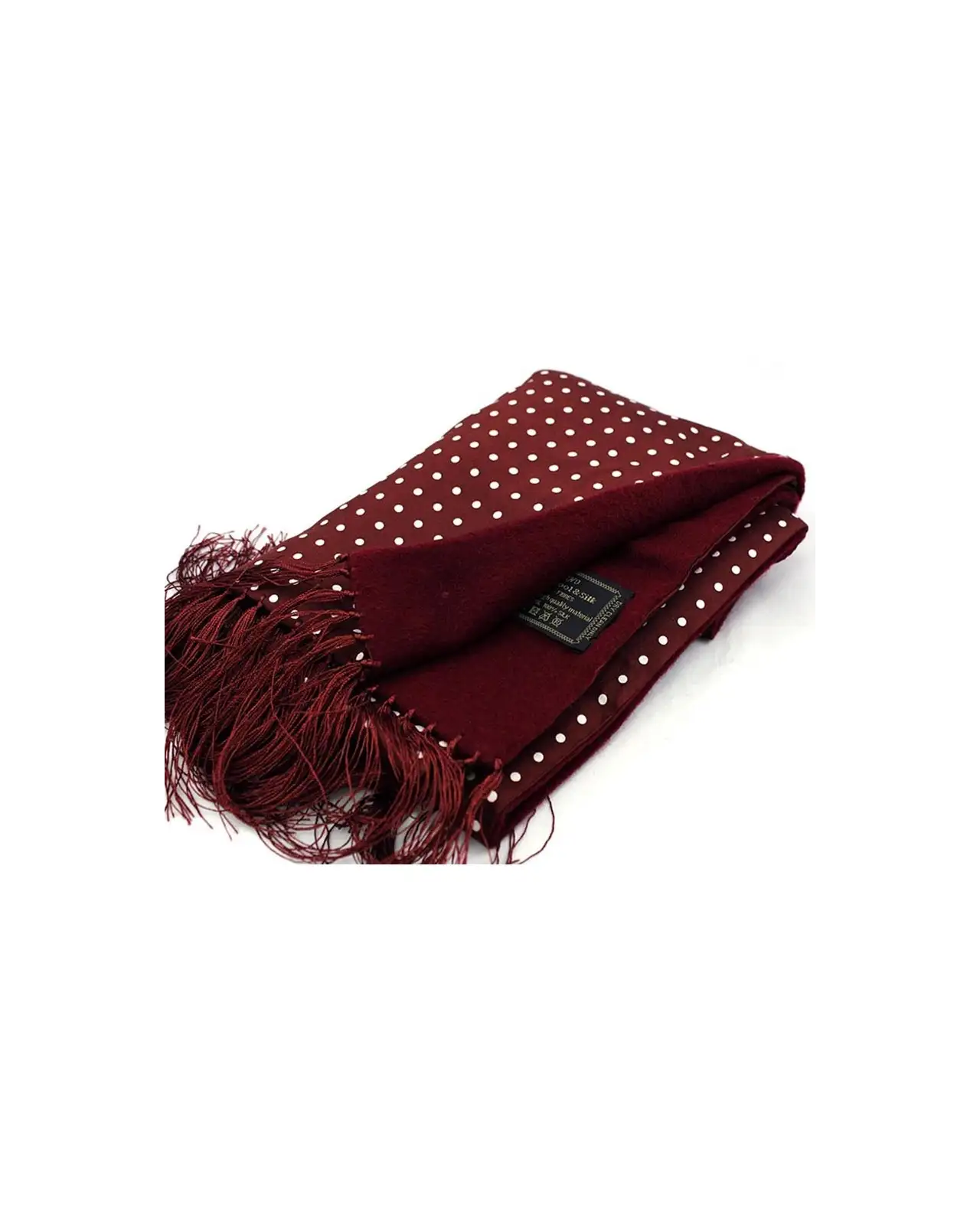 Scarves Soprano Ties Soprano Lambs Wool And Printed Silk Polka Dot Scarf On Wine Ground £62.00