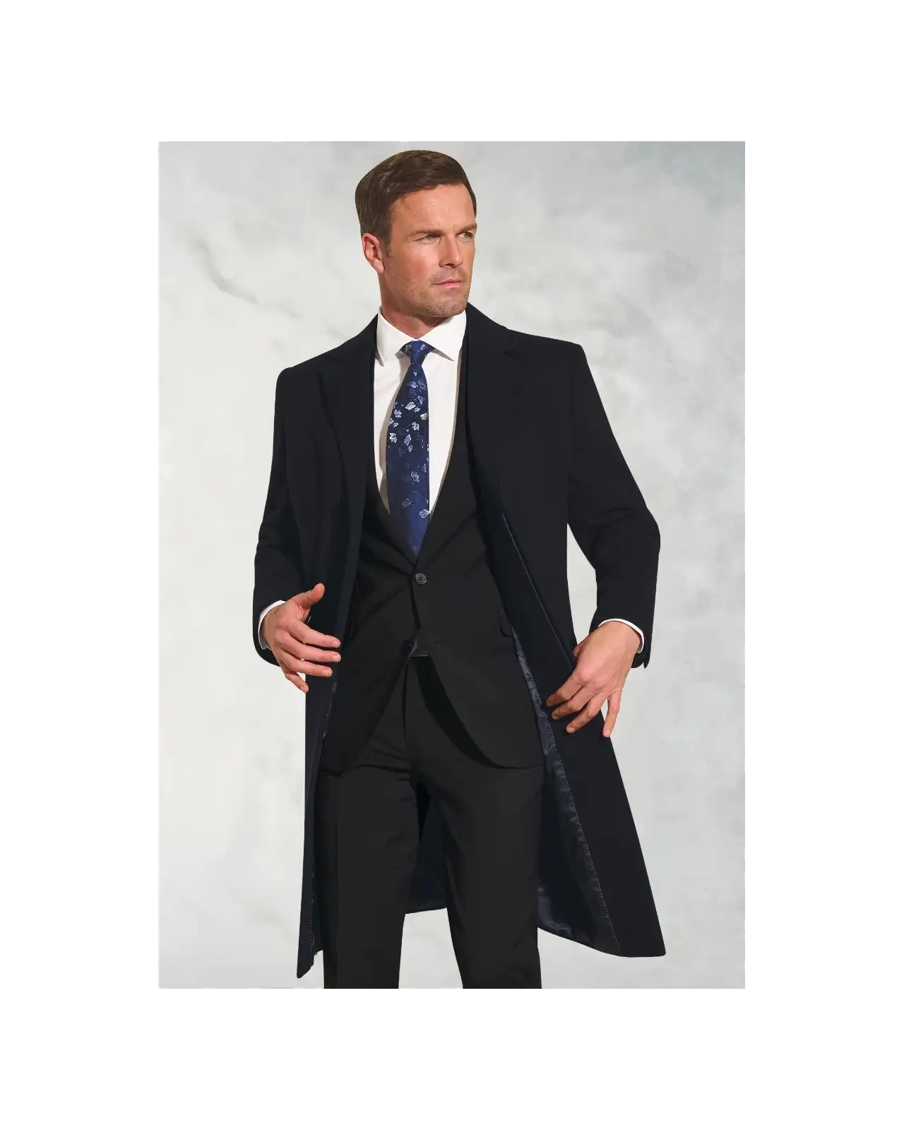 Overcoats Brook Taverner Bond Navy Wool Cashmere Overcoat-BT-9760B £269.00