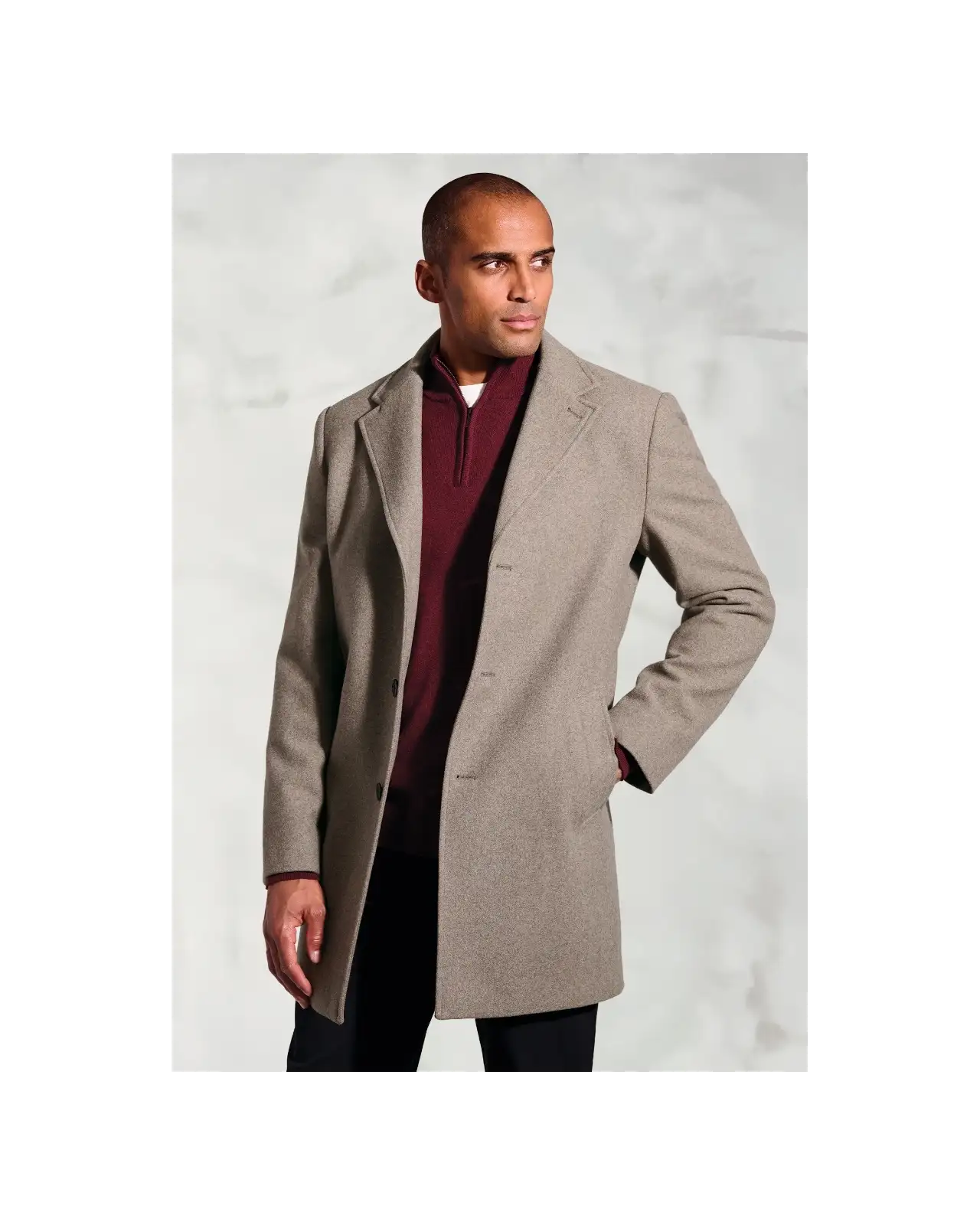 Overcoats Brook Taverner Hutchinson Taupe Wool Blend Overcoat-BT-9153C £134.00