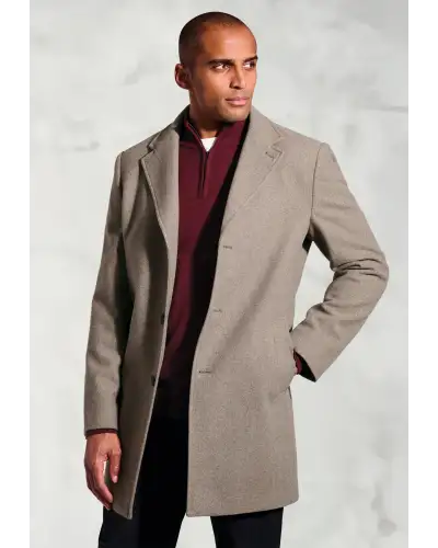 Overcoats Brook Taverner Hutchinson Taupe Wool Blend Overcoat-BT-9153C £134.00