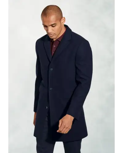 Overcoats Brook Taverner Hutchinson Navy Wool Blend Overcoat-BT-9153A £134.00