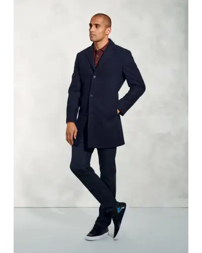 Overcoats Brook Taverner Hutchinson Navy Wool Blend Overcoat-BT-9153A £134.00