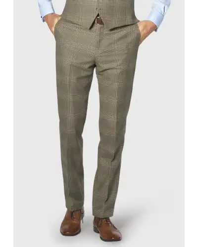 Suit Trousers Brook Taverner Tailored Fit Ribblesdale Olive Check Suit Trousers - British Fabric £112.00