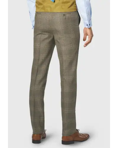 Suit Trousers Brook Taverner Tailored Fit Ribblesdale Olive Check Suit Trousers - British Fabric-BT-8983A £112.00