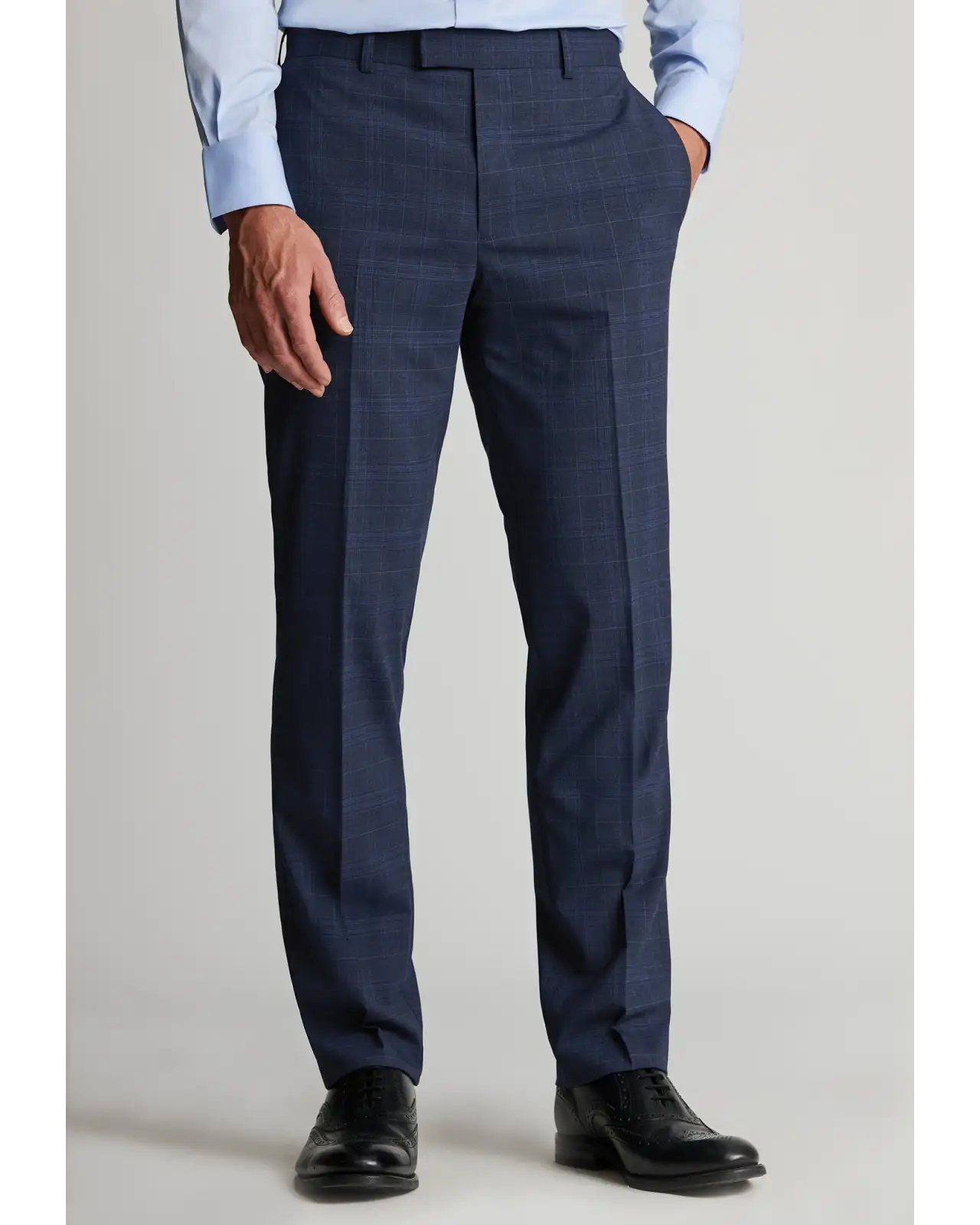 Suit Trousers Brook Taverner Tailored Fit Suffield Navy Check Wool Blend Suit Trousers £72.00