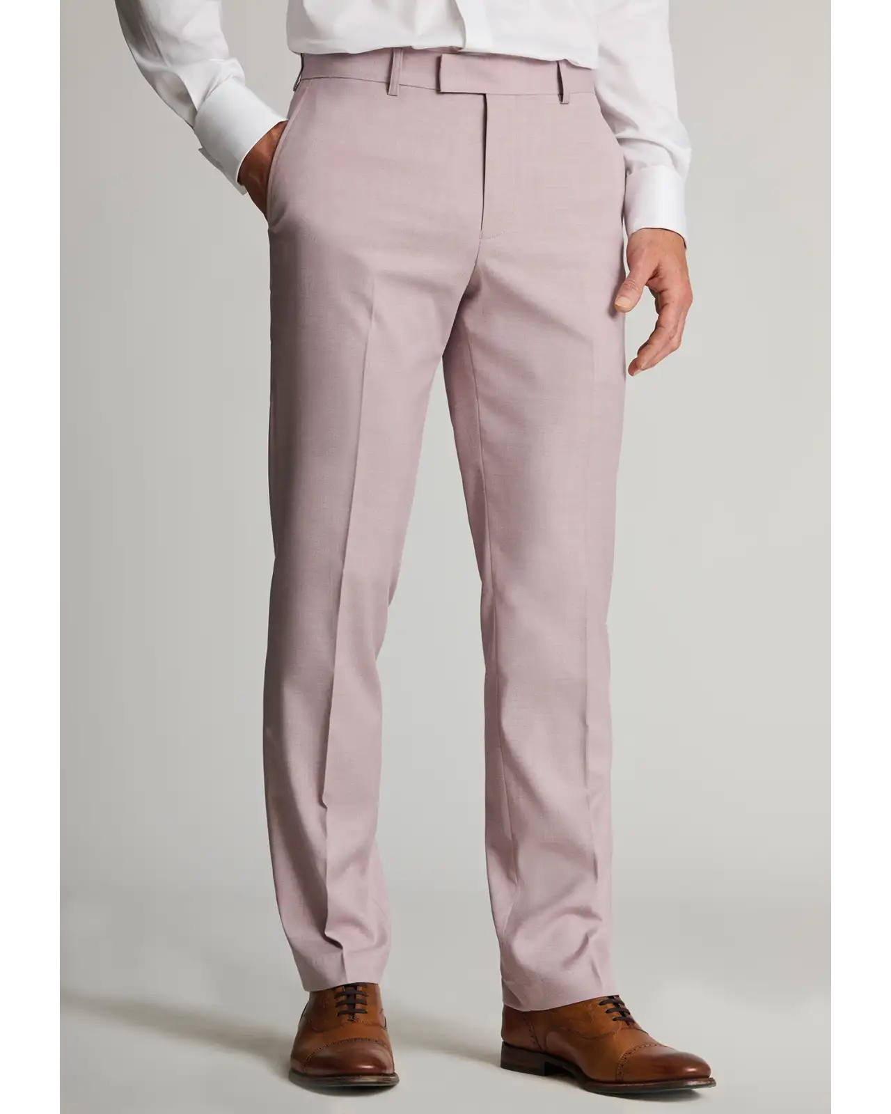 Trousers Brook Taverner Tailored Fit Hayton Pink Textured Suit Trousers £45.00