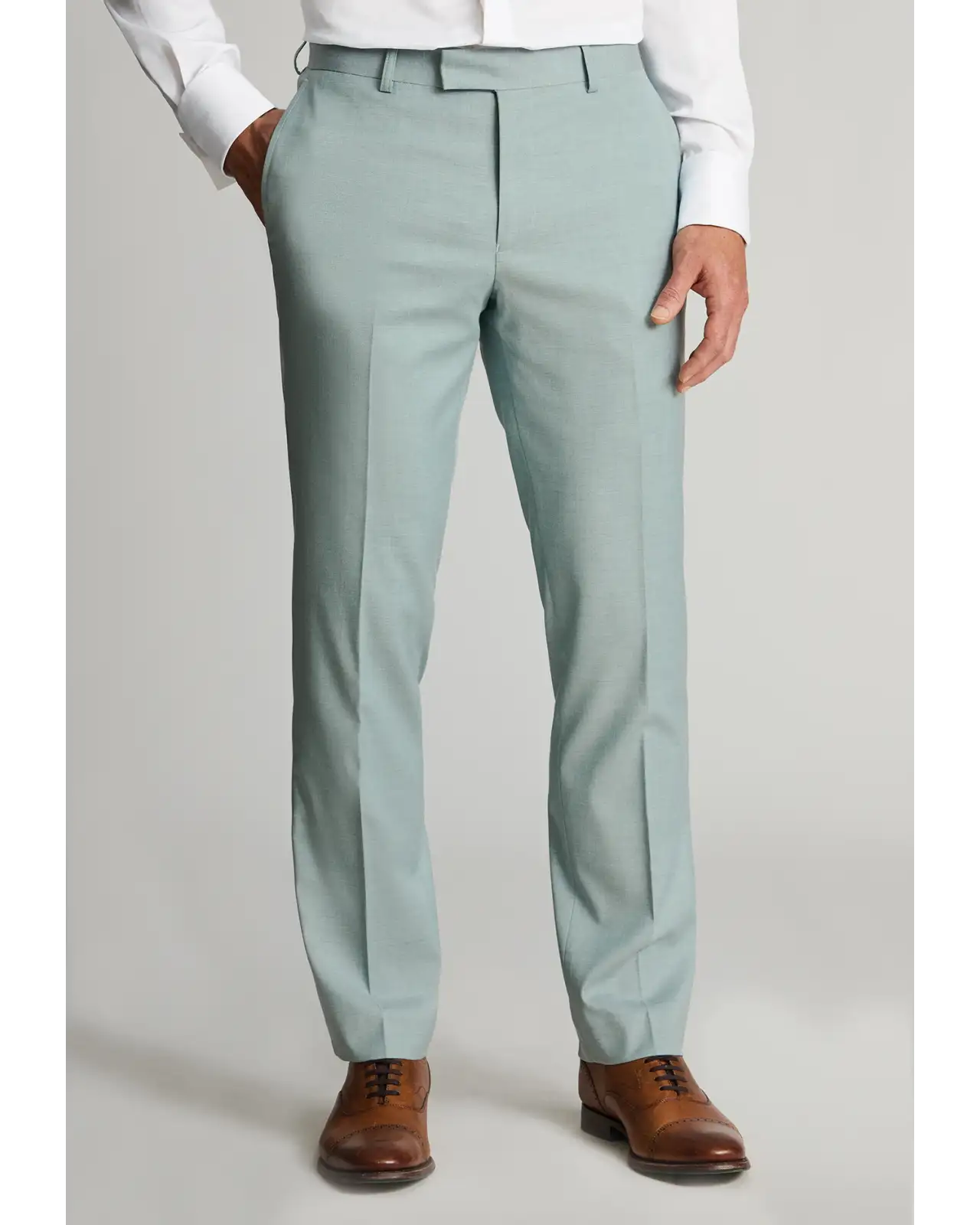 Trousers Brook Taverner Tailored Fit Hayton Sage Textured Suit Trousers £45.00