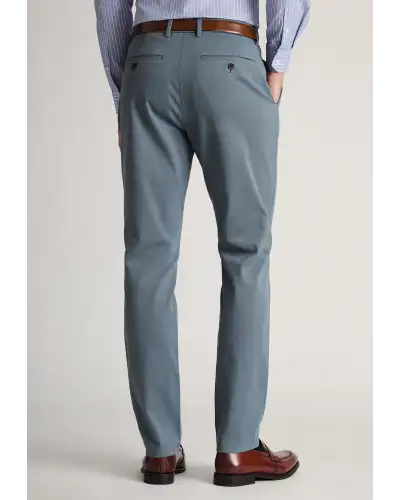 Trousers Brook Taverner Tapered Fit Parlington Blue Single Pleat Italian Stretch Cotton Trousers £62.00