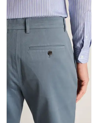 Trousers Brook Taverner Tapered Fit Parlington Blue Single Pleat Italian Stretch Cotton Trousers £62.00