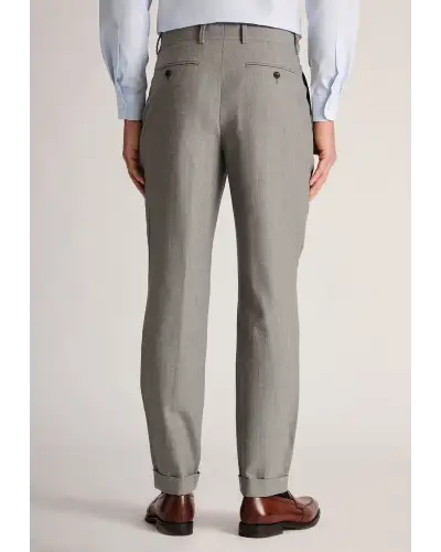 Fit Trousers Brook Taverner Tapered Fit Mcilroy Taupe Pleat Front Turn Up Wool Trousers-BT-8074CT £80.00