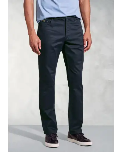 Fit Trousers Brook Taverner Tailored Fit Harrelson Navy Slub Cotton 5 Pocket Trousers-BT-8035AT £45.00