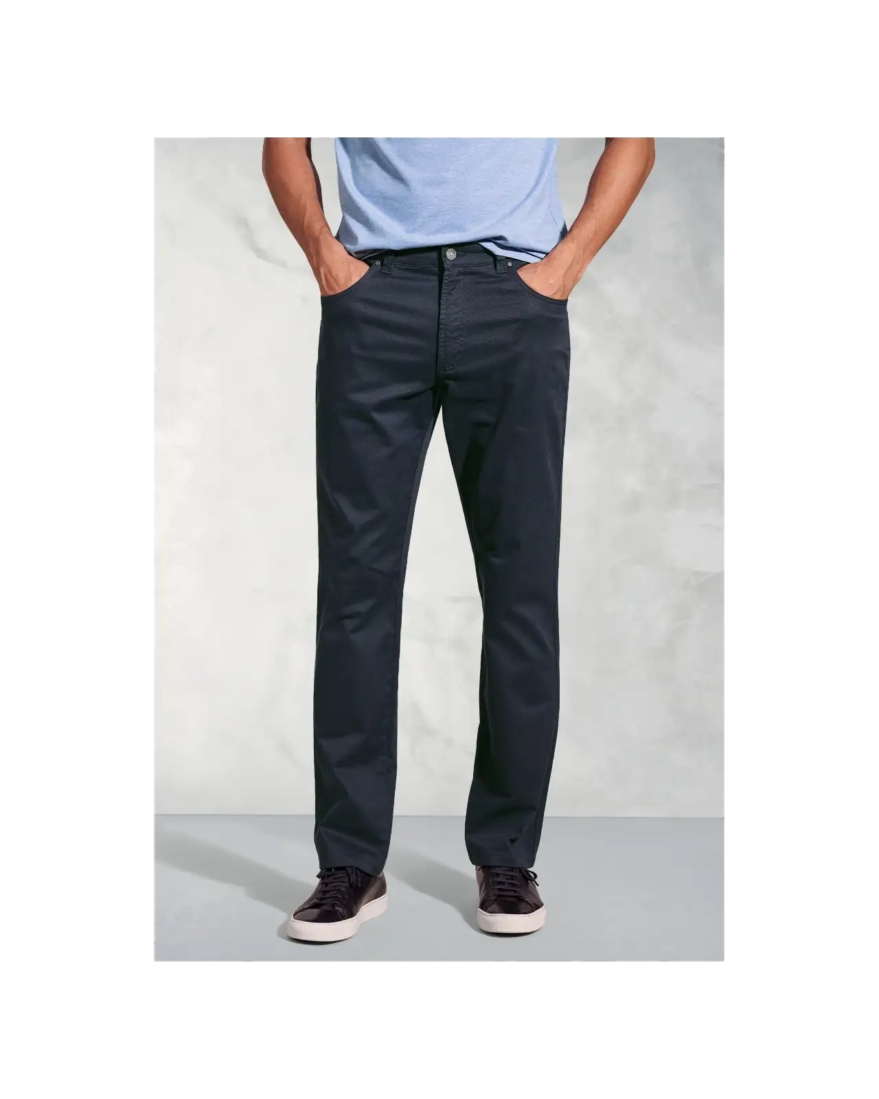 Fit Trousers Brook Taverner Regular Fit Harrelson Navy Slub Cotton 5 Pocket Trousers-BT-8035AR £45.00