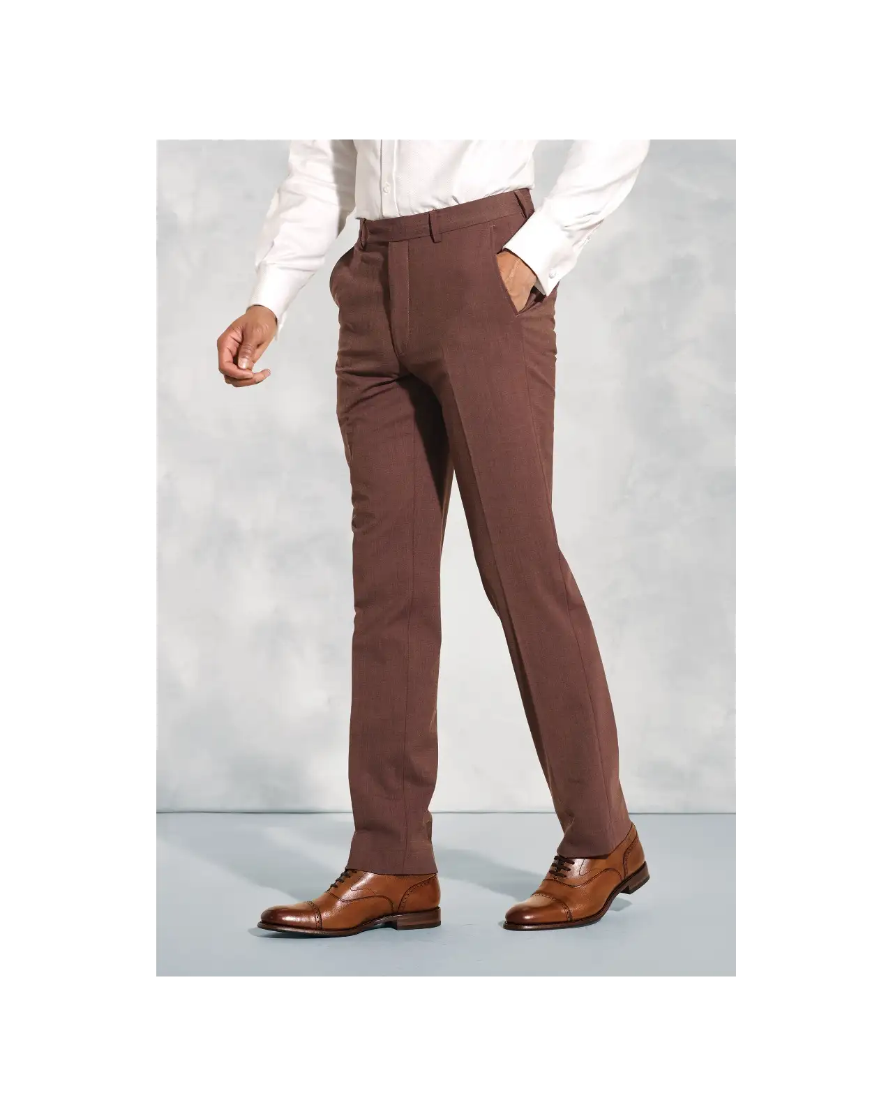 Suit Trousers Brook Taverner Tailored Fit Oliver Rust Melange Wool Blend Suit Trousers-BT-8023B £90.00