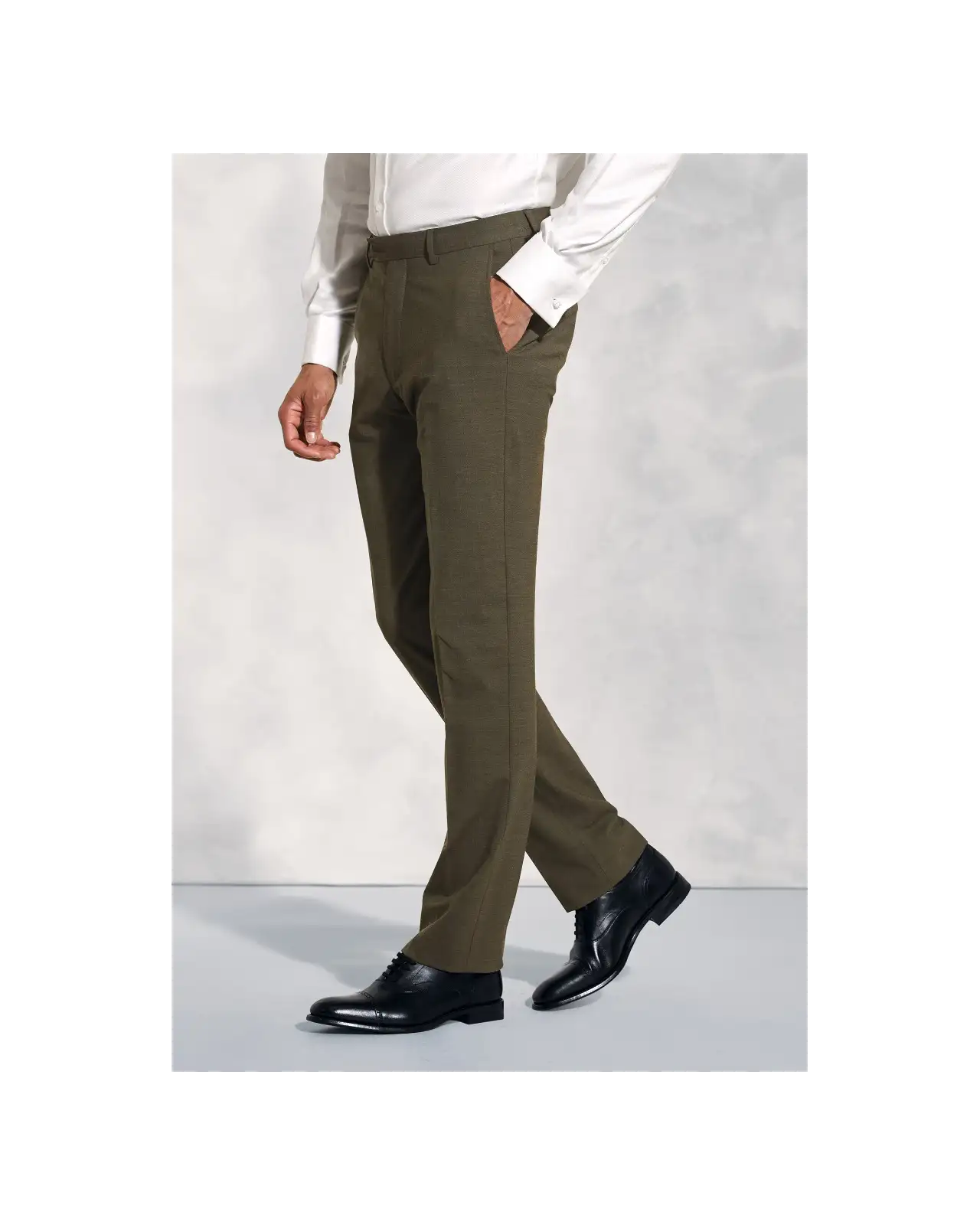 Trousers Brook Taverner Tailored Fit Oliver Moss Melange Wool Blend Suit Trousers-BT-8023A £90.00