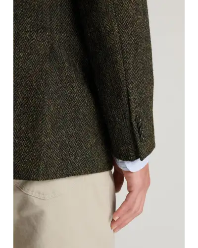 Harris Tweed Jackets Brook Taverner Tailored Fit Glencoe Green Herringbone Harris Tweed Jacket £269.00