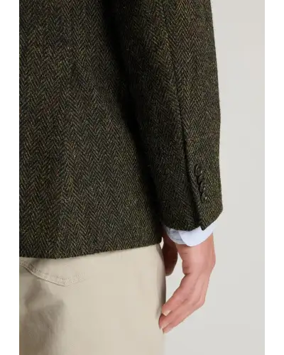 Harris Tweed Jackets Brook Taverner Tailored Fit Glencoe Green Herringbone Harris TweedR Jacket £269.00