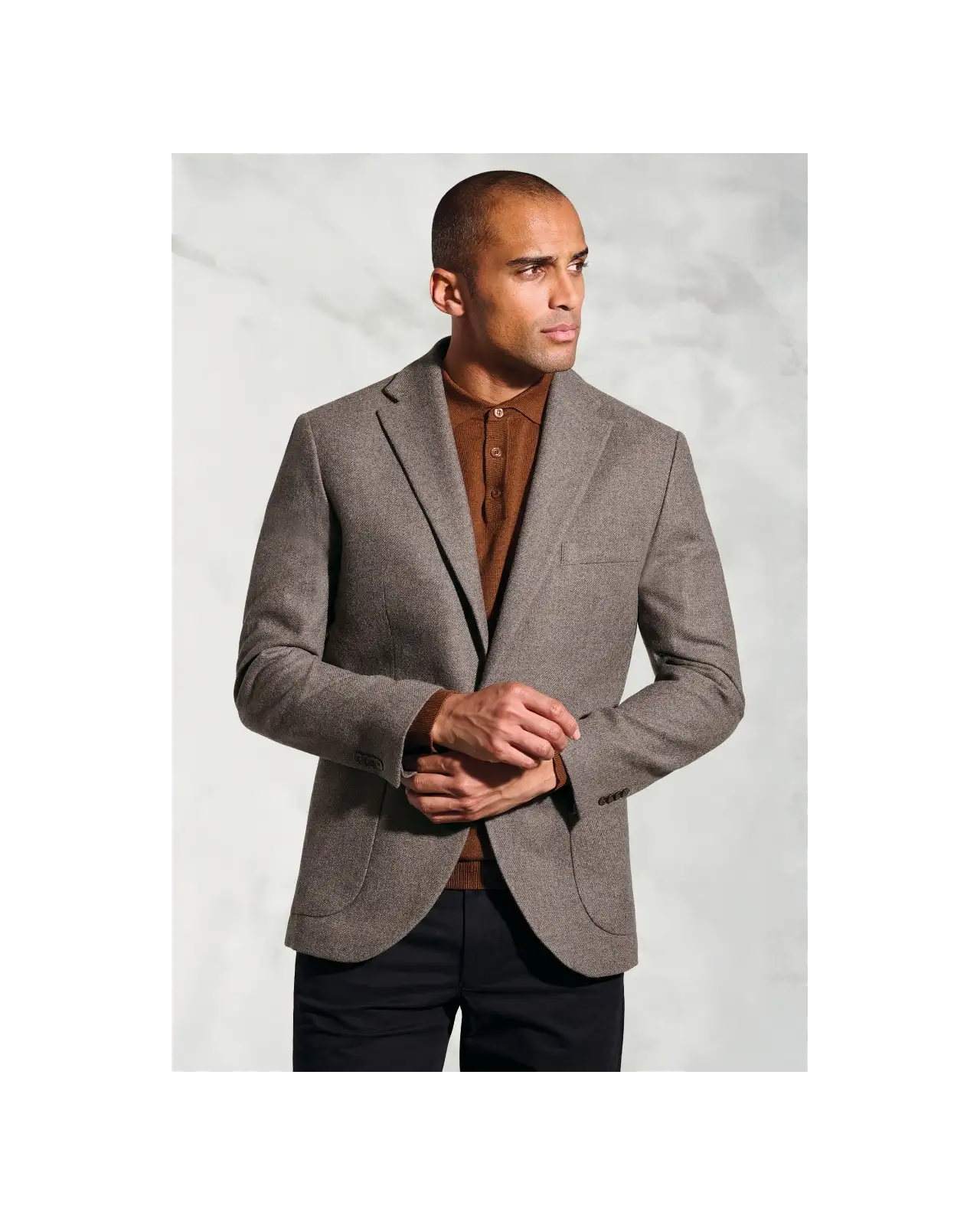 Jackets Brook Taverner Tailored Fit Southall Taupe Italian Wool Blend Jacket-BT-5467AT £161.00