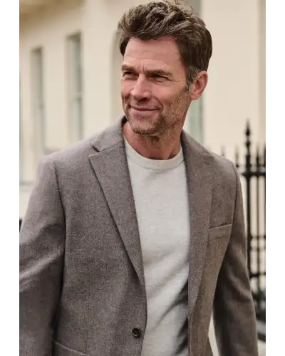 Jackets Brook Taverner Tailored Fit Southall Taupe Italian Wool Blend Jacket-BT-5467AT £161.00