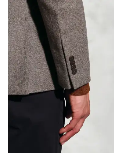 Jackets Brook Taverner Tailored Fit Southall Taupe Italian Wool Blend Jacket-BT-5467AT £161.00