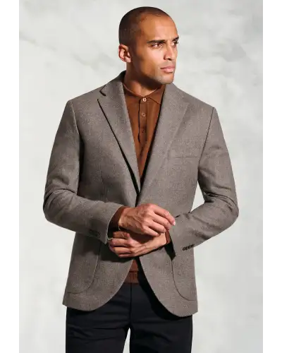 Jackets Brook Taverner Tailored Fit Southall Taupe Italian Wool Blend Jacket £161.00