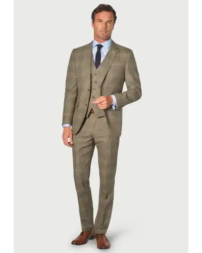Suit Jackets Brook Taverner Tailored Fit Ribblesdale Olive Check Suit Jacket - British Fabric £202.00