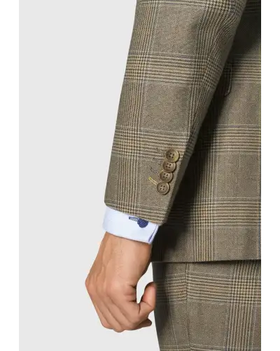 Suit Jackets Brook Taverner Tailored Fit Ribblesdale Olive Check Suit Jacket - British Fabric £202.00