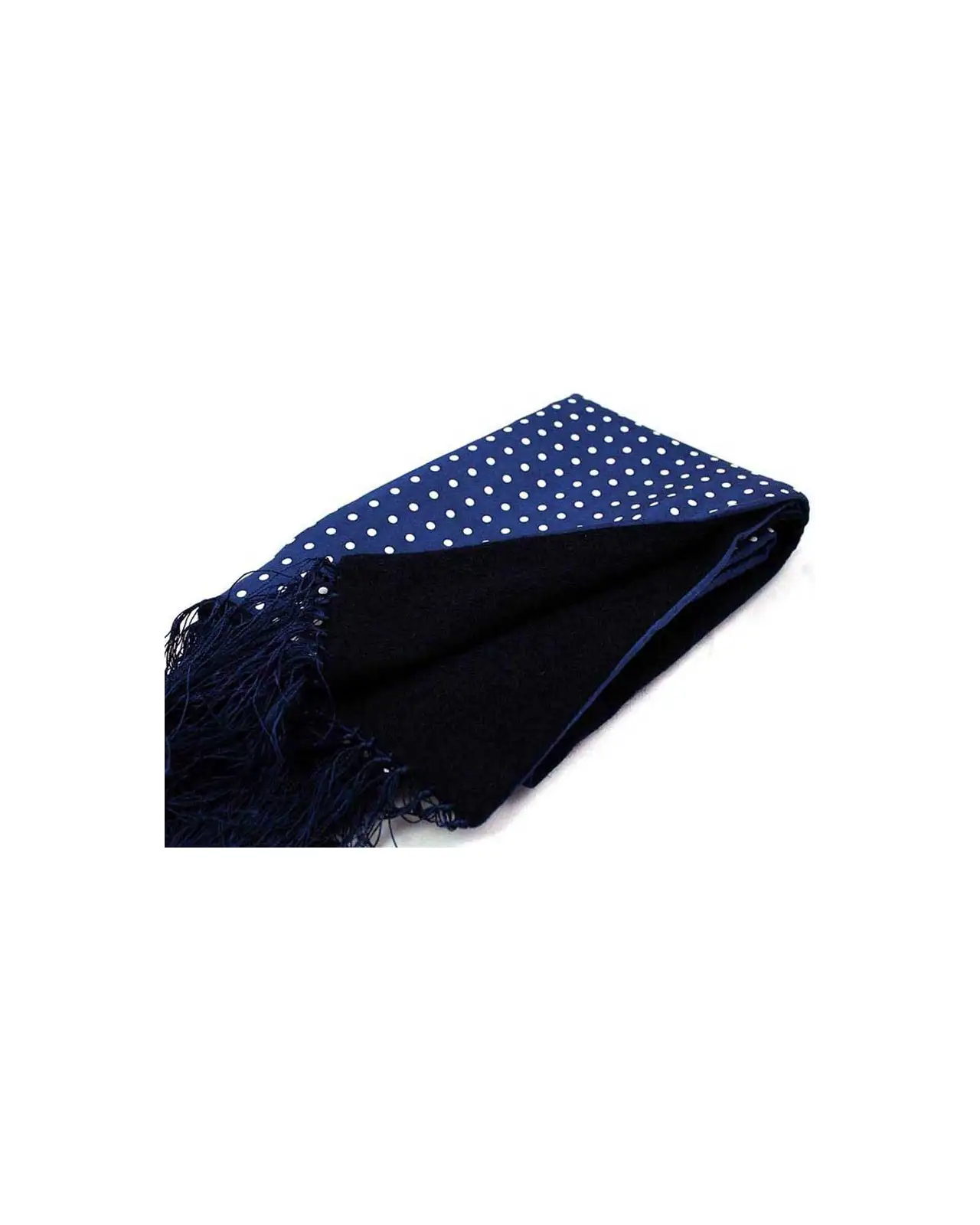 Scarves Soprano Ties Soprano Lambs Wool And Printed Silk Polka Dot Scarf On Navy Ground £62.00
