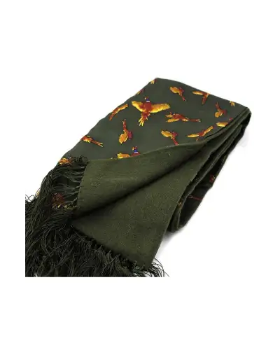 Scarves Soprano Ties Soprano Green Flying Pheasants Silk With Wool Backing Scarf £62.00