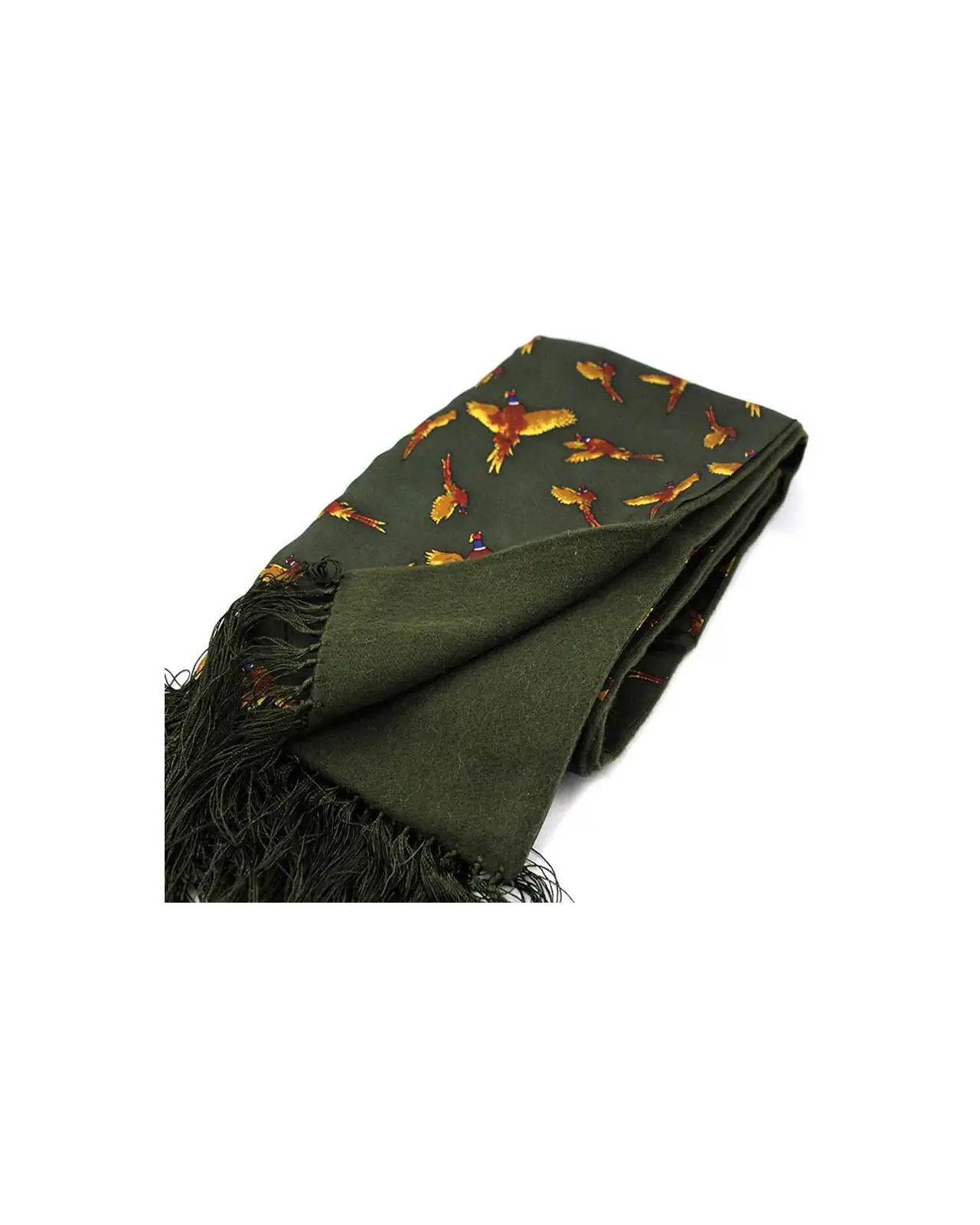 Scarves Soprano Ties Soprano Green Flying Pheasants Silk With Wool Backing Scarf £62.00