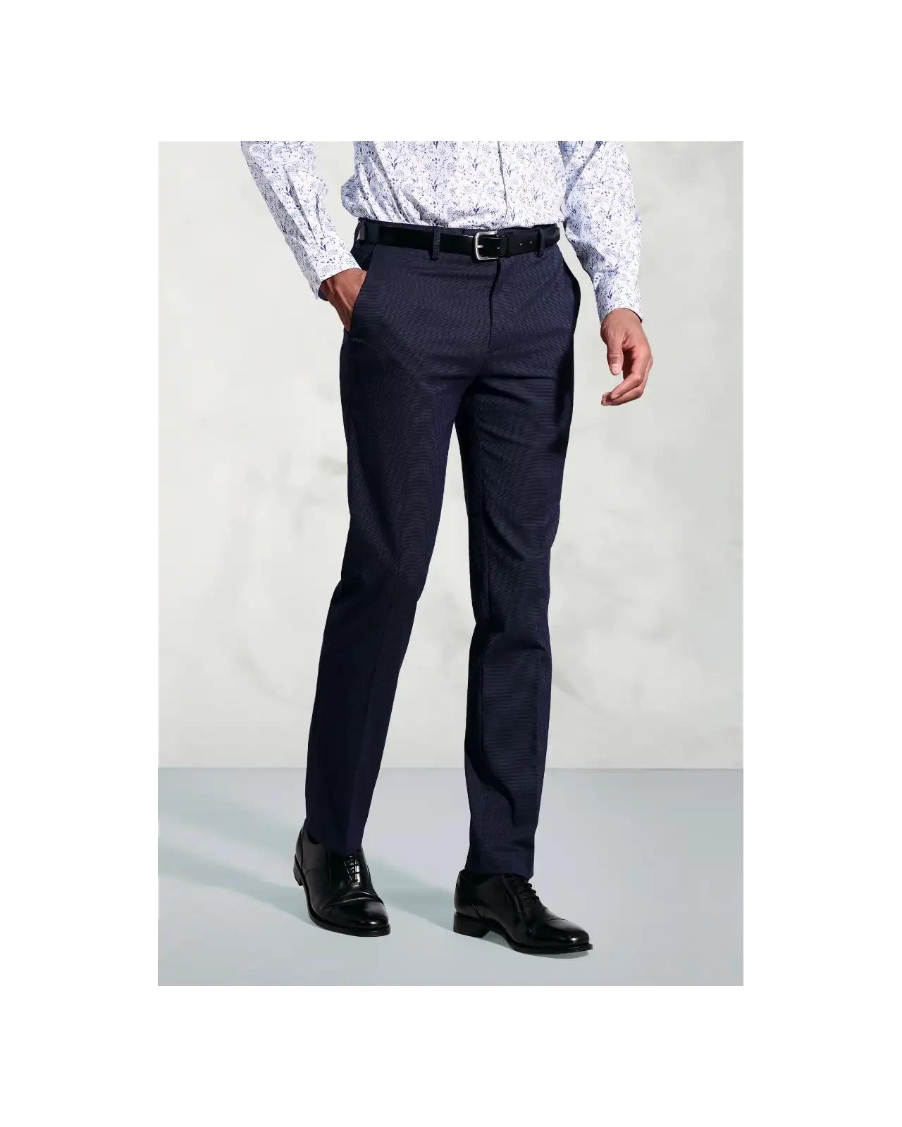 Trousers Brook Taverner Tailored Fit Phene Navy Pin Dot Suit Trousers-BT-8755A £44.00
