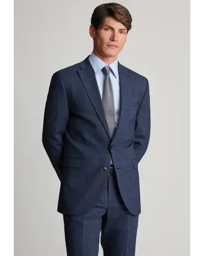 Suit Jackets Brook Taverner Tailored Fit Suffield Navy Check Wool Blend Suit Jacket £134.00