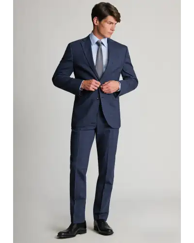 Suit Jackets Brook Taverner Tailored Fit Suffield Navy Check Wool Blend Suit Jacket £134.00