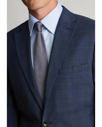 Suit Jackets Brook Taverner Tailored Fit Suffield Navy Check Wool Blend Suit Jacket-BT-5509AT £134.00