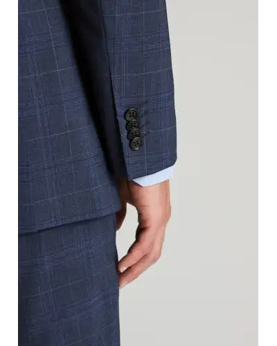 Suit Jackets Brook Taverner Tailored Fit Suffield Navy Check Wool Blend Suit Jacket-BT-5509AT £134.00