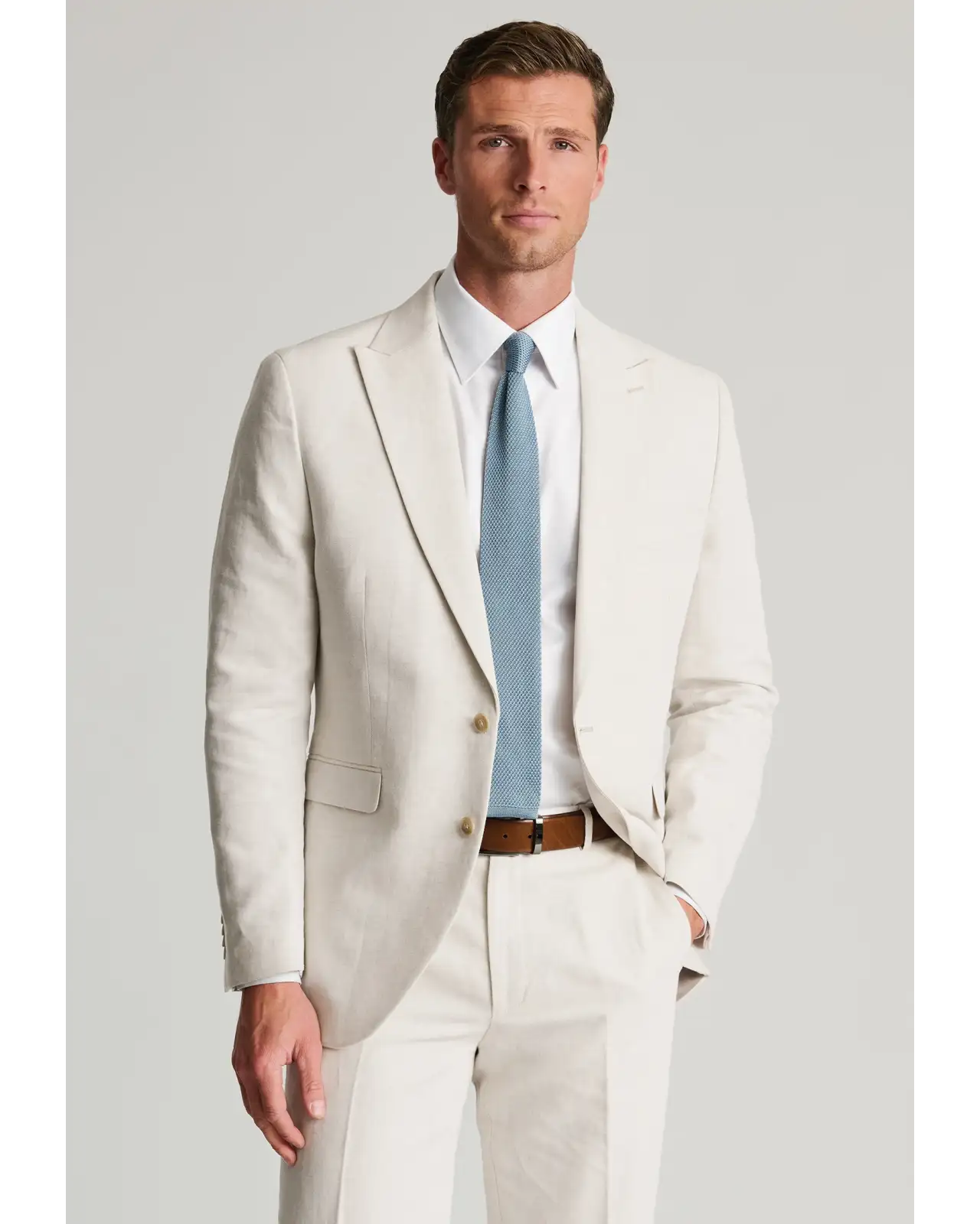 Suit Jackets Brook Taverner Tailored Fit Kirby Stone Cotton Linen Suit Jacket £116.00