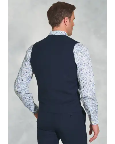 Waistcoats Brook Taverner Tailored Fit Cassino Navy Check Washable Waistcoat-BT-1540A £71.00