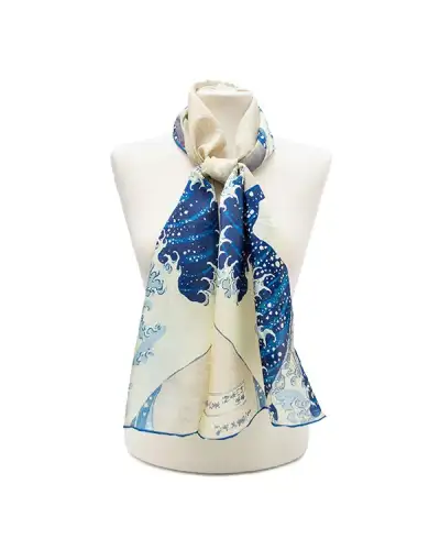 Scarves Fox and Chave Hokusai Wave Silk Habotai Scarf £42.00